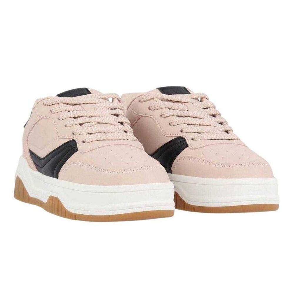Fabric Childrens/Kids Panelled Court Trainers / Black/White